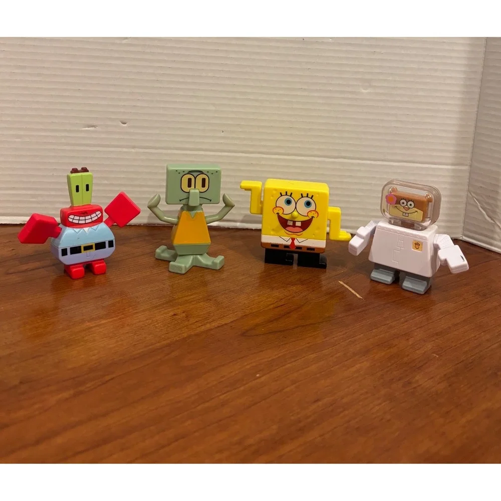 SpongeBob SquarePants Burger King Toy Lot 2009 Squidward Sandy Mr Krabs 4pc Set